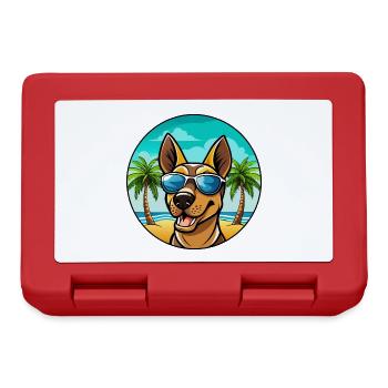Finnischer Jagdhund Rasse Cartoon Sonnenbrille Strand - Brotdose - Rot - Vorne