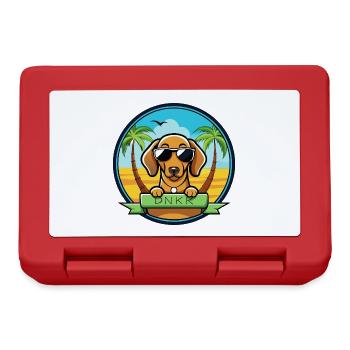 Dunker Hunderasse Cartoon Sonnenbrille Strand - Brotdose - Rot - Vorne