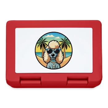 Corded Poodle Dog Breed Cartoon Sunglasses Beach - Lunchbox - red - Front