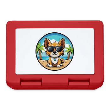 Continental Spielzeug Spaniel Hunderasse Cartoon Strand - Brotdose - Rot - Vorne