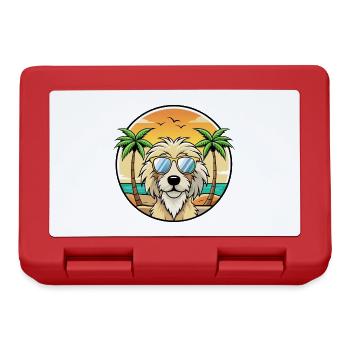 Katalanische Schäferhundrasse Cartoon Sonnenbrille Strand - Brotdose - Rot - Vorne