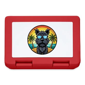 Schwarze russische Terrier Hunderasse Cartoon Sonnenbrille - Brotdose - Rot - Vorne
