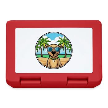 Black Mouth Cur Dog Breed Cartoon Sunglasses Beach - Lunchbox - red - Front