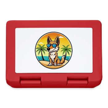 Australischer Kelpie Hund Rasse Cartoon Sonnenbrille Strand - Brotdose - Rot - Vorne