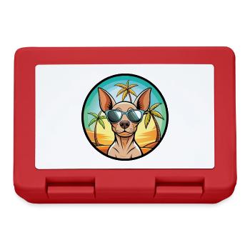 Amerikanischer haarloser Terrier Hunderasse Cartoon Beach - Brotdose - Rot - Vorne