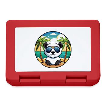 Panda Lustige Cartoon Sommer Strand Sonnenbrille Cool - Brotdose - Rot - Vorne
