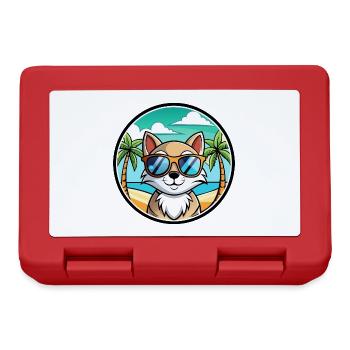 Schneeschuh Katze Rasse Cartoon Sonnenbrille Strand - Brotdose - Rot - Vorne