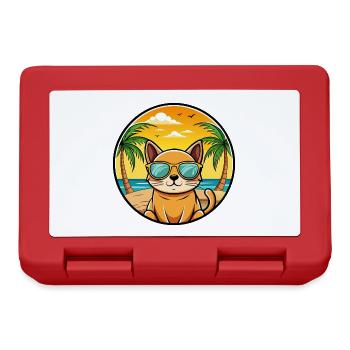 Burmaische Katze Rasse Cartoon Sonnenbrille Strand - Brotdose - Rot - Vorne