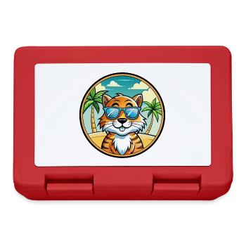 Tiger Cat Breed Cartoon Sunglasses Beach - Lunchbox - red - Front