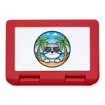 Schneeschuh Katze Rasse Cartoon Sonnenbrille Strand - Brotdose - Rot - Vorne