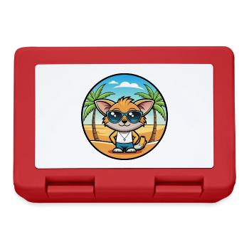 Pixie Bob Katzenrasse Cartoon Sonnenbrille Strand - Brotdose - Rot - Vorne