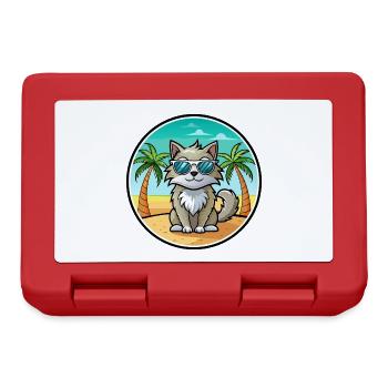 Laperm Cat Breed Cartoon Lunettes de soleil Beach - Boîte à goûter - rouge - Devant