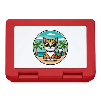 Amerikanische Bobtail Katzenrasse Cartoon Sonnenbrille Strand - Brotdose - Rot - Vorne
