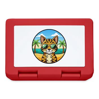 Bengalische Katzenrasse Cartoon Sonnenbrille Strand - Brotdose - Rot - Vorne