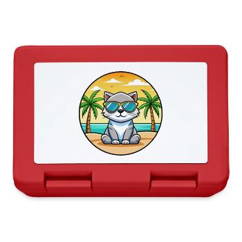 Schottische Falte Katzenrasse Cartoon Sonnenbrille Strand - Brotdose - Rot - Vorne