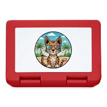 Savannah Katzenrasse Cartoon Sonnenbrille Strand - Brotdose - Rot - Vorne