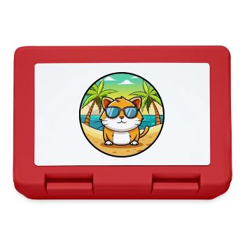 Hosico Katzenrasse Cartoon Sonnenbrille Strand - Brotdose - Rot - Vorne