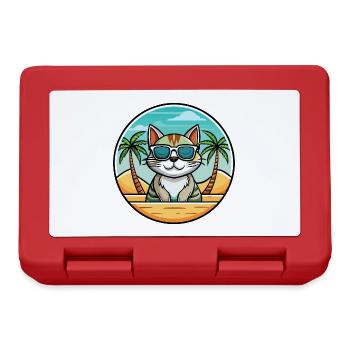 Amerikanische Drahthaarkatze Rasse Karikatur Sonnenbrille Strand - Brotdose - Rot - Vorne