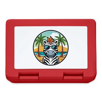 Zebra Lustige Cartoon Sommer Strand Sonnenbrille Cool - Brotdose - Rot - Vorne