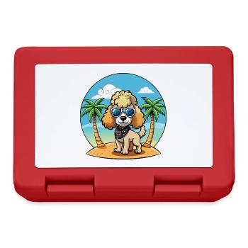 Pudel Hund Lustige Cartoon Sommer Strand Sonnenbrille - Brotdose - Rot - Vorne