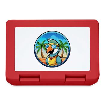 Perroquet Drôle Dessin Animé Plage Été Lunettes De Soleil Cool - Boîte à goûter - rouge - Devant