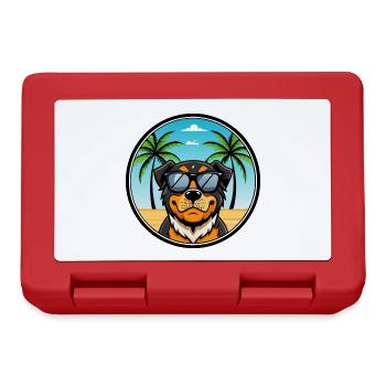 Lunettes de soleil Rottweiler Dog Cartoon Summer Beach - Boîte à goûter - rouge - Devant