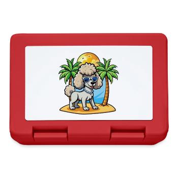 Pudel Hund Lustige Cartoon Sommer Strand Sonnenbrille - Brotdose - Rot - Vorne