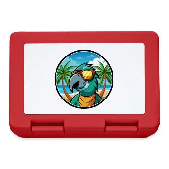 Perroquet Drôle Dessin Animé Plage Été Lunettes De Soleil Cool - Boîte à goûter - rouge - Devant
