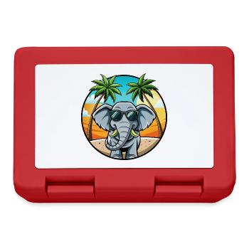 Elefant Lustige Cartoon Sommer Strand Sonnenbrille - Brotdose - Rot - Vorne