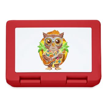 Lustige Eule Cartoon Sommer Strand Sonnenbrille Gitarre - Brotdose - Rot - Vorne