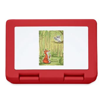 Discussion dans la forêt : Renard et Hibou - Boîte à goûter - rouge - Devant