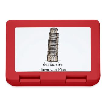 der kursive Turm von Pisa - schief versus kursiv - Brotdose - Rot - Vorne