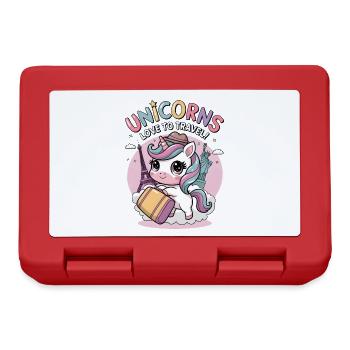 Unicorns Love To Travel! - Lunchbox - red - Front