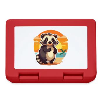 Dachs-lustige Cartoon-Kawaii-Strand-Illustration - Brotdose - Rot - Vorne