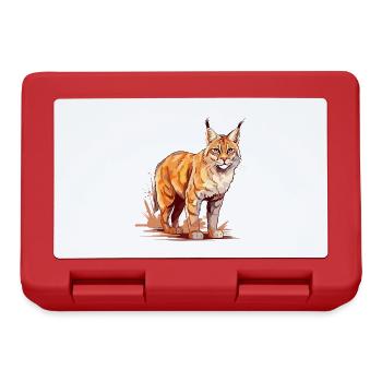 Rotluchs buntes Aquarell Karikatur Kawaii Tier - Brotdose - Rot - Vorne