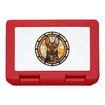 Belgische Hunderasse Groenendael Buntglas Colorf - Brotdose - Rot - Vorne
