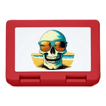 Skull with sunglasses on Beach - Brotdose - Rot - Vorne