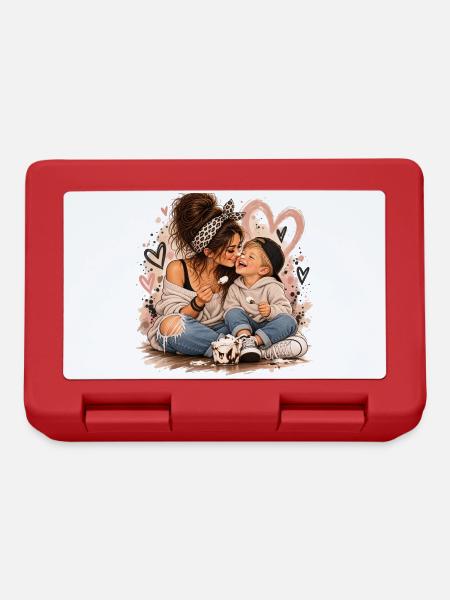 Herzliche Mutter Kind Bonding Illustration - Brotdose - Rot