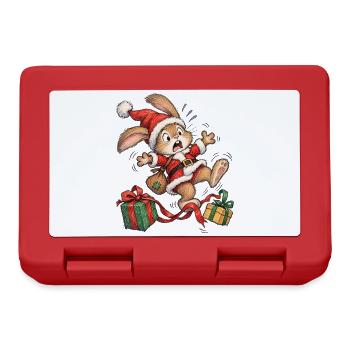 Chaotic Rabbit Winter Parcel Chase Cartoon - Brotdose - Rot - Vorne