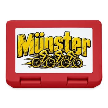 Münster Fahrradrennfahrer Gelb Retro - Brotdose - Rot - Vorne