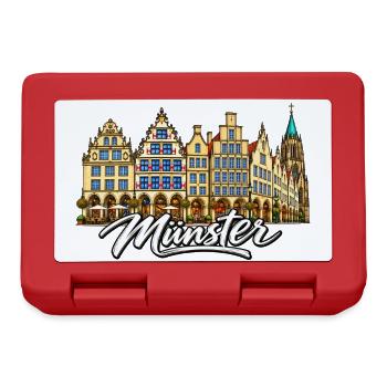 Münster Fassadenpanorama - Brotdose - Rot - Vorne