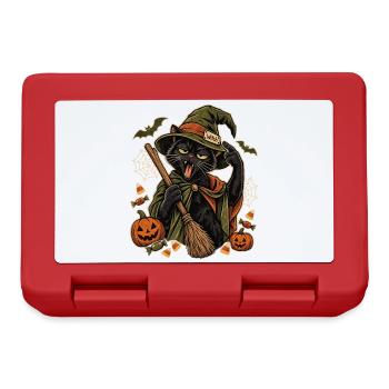 Halloween Büro-Hexe erschöpfte Hexenkatze - Brotdose - Rot - Vorne