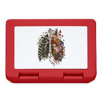 Blumenherz im Skelettlook - Brotdose - Rot - Vorne