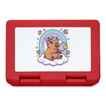Kawaii Capybara Pickleball-Liebhaber - Brotdose - Rot - Vorne