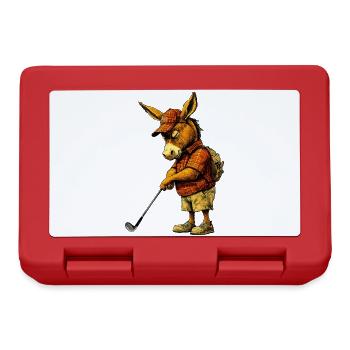 Esel Golfer / Golf Esel - Brotdose - Rot - Vorne