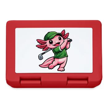 Axolotl beim Golf – Süßer kleiner Golfprofi - Brotdose - Rot - Vorne