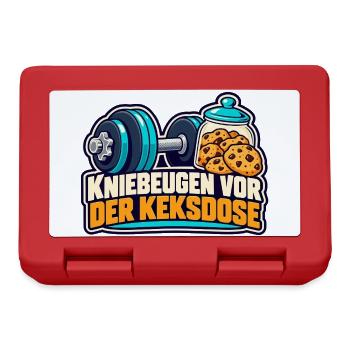 Kraftsport – Kniebeugen vor der Keksdose - Brotdose - Rot - Vorne