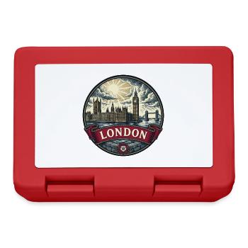 London UK Reiseabzeichen Big Ben Vintage Souvenir - Brotdose - Rot - Vorne