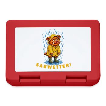 Sauwetter! – Lustiges Wildschwein im Regen - Brotdose - Rot - Vorne