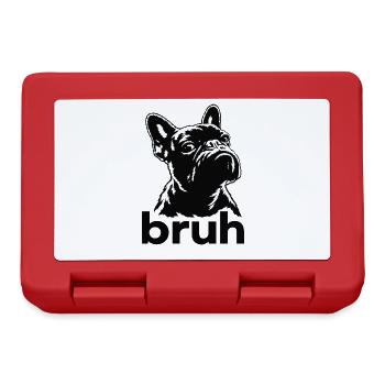  Bruh Französische Bulldogge Lustiger Hundeblick - Brotdose - Rot - Vorne